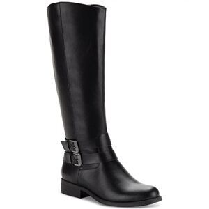 STYLE & CO. Macy's Maliaa Black Buckled Riding Boots, NWT! 10.5 Wide Calf